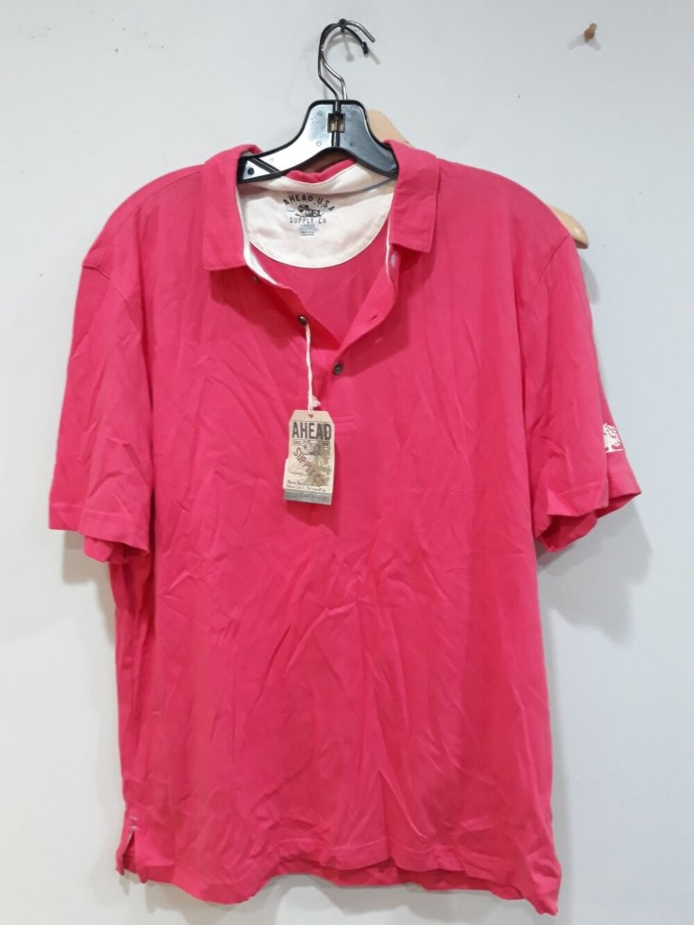 Ahead USA  Men's Golf Shirt Pink Size L NEW WITH TAGS!
